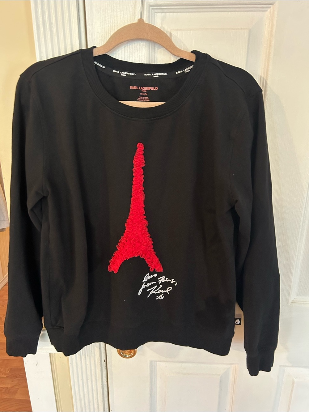 Karl Lagerfeld Black Eiffel Tower Crewneck Sweatshirt